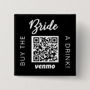 Koop de brug een Drink met QR Code Venmo Black Vierkante Button 5,1 Cm