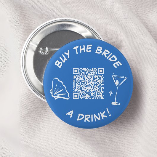 Koop de bruid een drankje Bruidsfeest QR-code Ronde Button 5,7 Cm