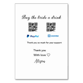 Koop de bruid een drankje donatie QR Venmo PayPal  Kaart