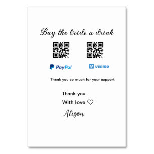 Koop de bruid een drankje donatie QR Venmo PayPal  Kaart