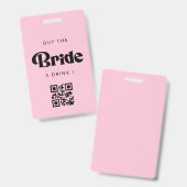 Koop de Bruid een Drankje QR Code Badge (Voor- en achterkant)