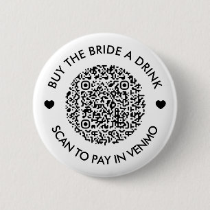 Koop de Bruid een Drankje QR Code Ronde Button 5,7 Cm