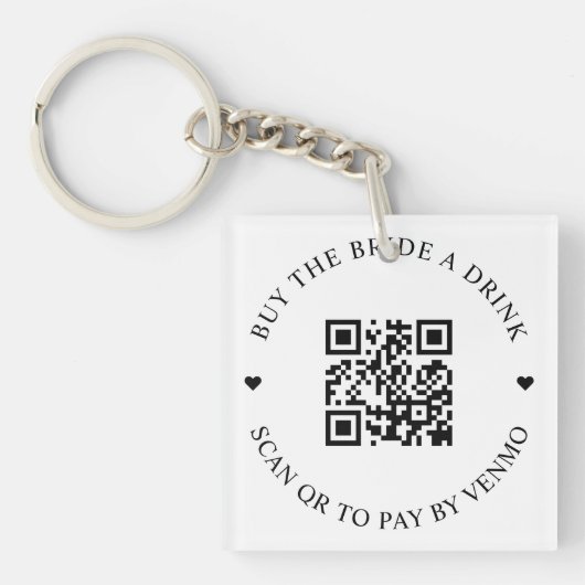 Koop de bruid een drankje QR-code Sleutelhanger (voorkant)