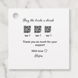 koop de bruid een drankje scan QR-code dank je wel Bedankjes Labels