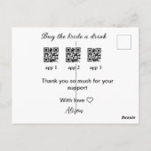 koop de bruid een drankje scan QR-code dank je wel Briefkaart (Achterkant)