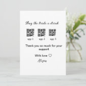koop de bruid een drankje scan QR-code dank je wel Kaart (Staand voorkant)