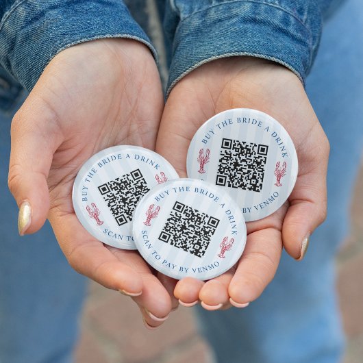 Koop de Bruid een Drankje Vrijgezellenfeest QR-cod Ronde Button 5,7 Cm