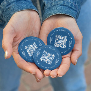 Koop de Bruid een Drankje vrijgezellenfeest QR Cod Ronde Button 5,7 Cm