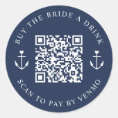 Koop de Bruid een Drankje Vrijgezellenfeest QR-cod Ronde Sticker (Voorkant)