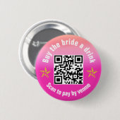 Koop de Bruid Een Drink Disco Cowgirl QR Code Ronde Button 5,7 Cm (Voorkant /achterkant)