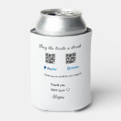 Koop de bruid een drink donatie QR Venmo PayPal Blikjeskoeler (Blikje Voorkant)