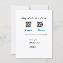 Koop de bruid een drink donatie QR Venmo PayPal Briefkaart