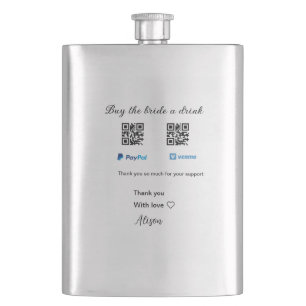 Koop de bruid een drink donatie QR Venmo PayPal Flacon