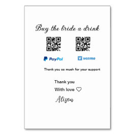 Koop de bruid een drink donatie QR Venmo PayPal Kaart