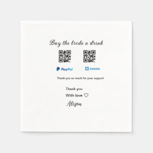 Koop de bruid een drink donatie QR Venmo PayPal Servet