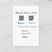 Koop de bruid een drink donatie QR Venmo PayPal Visitekaartje (Voorkant)