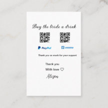 Koop de bruid een drink donatie QR Venmo PayPal