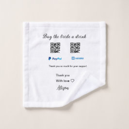 Koop de bruid een drink donatie QR Venmo PayPal Washandje