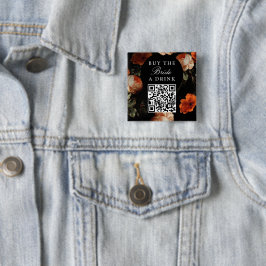Koop de Bruid Een Drink Hen Party QR Code Vierkante Button 5,1 Cm
