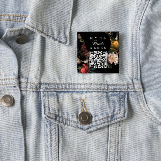 Koop de Bruid Een Drink Jubileum QR Code Vierkante Button 5,1 Cm (In situ)