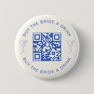 Koop de Bruid een Drink QR Code Bachelorette Feest Ronde Button 5,7 Cm