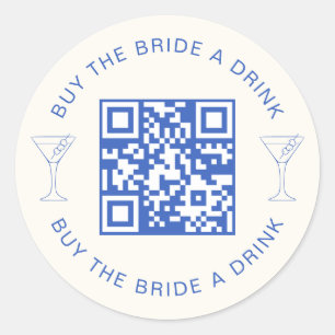 Koop de Bruid een Drink QR Code Bachelorette Feest Ronde Sticker