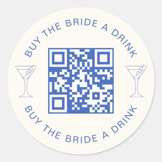 Koop de Bruid een Drink QR Code Bachelorette Feest Ronde Sticker (Voorkant)