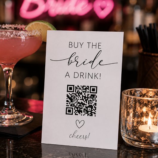 Koop de Bruid een Drink QR Code Bijlagekaart Informatiekaartje