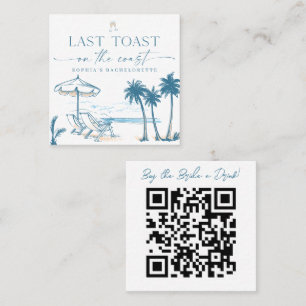 Koop de bruid een Drink QR code Kaart Bachelorette Vierkante Visitekaartje
