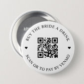 Koop De Bruid Een Drink QR Code Knop Ronde Button 7,6 Cm (Voorkant /achterkant)