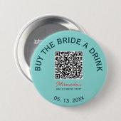 Koop de Bruid een Drink QR Code Knop Ronde Button 7,6 Cm (Voorkant /achterkant)