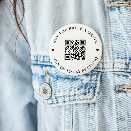 Koop De Bruid Een Drink QR Code Knop Ronde Button 7,6 Cm
