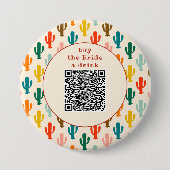 Koop de Bruid een Drink QR Code Knop Ronde Button 7,6 Cm (Voorkant)
