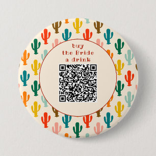 Koop de Bruid een Drink QR Code Knop Ronde Button 7,6 Cm