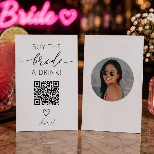 Koop de Bruid een Drink QR Code met Foto Informatiekaartje
