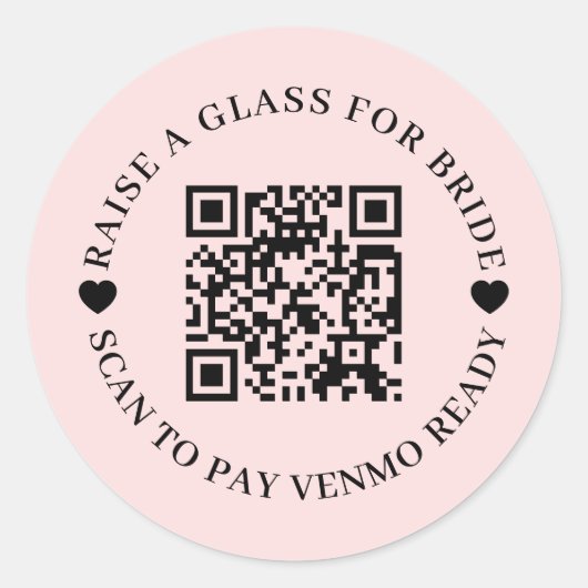 Koop de Bruid een Drink QR Code Roze Ontwerp Ronde Sticker (Voorkant)