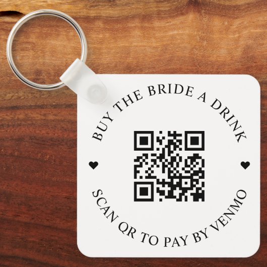 Koop De Bruid Een Drink QR Code Sleutelhanger (Voorkant)