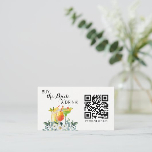 Koop de Bruid een drink QR code Visitekaartje (Staand voorkant)
