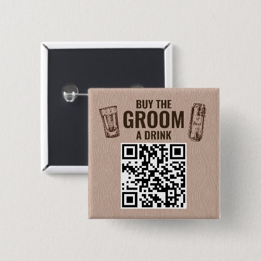 Koop de bruidegom een Drink QR Code Button (Voorkant /achterkant)