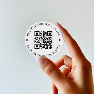 Koop De Bruidegom Een Drink QR Code Knop Ronde Sticker