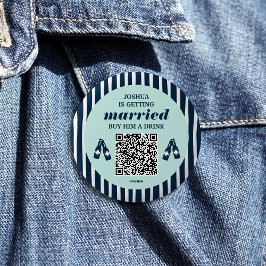 Koop de bruidegom een Drink QR Code vrijgezellenfe Ronde Button 5,7 Cm
