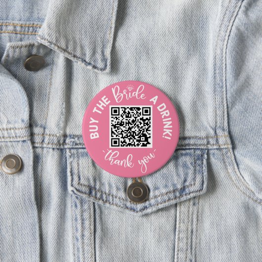Koop de Button Bride A Drink QR Code Roze Bachelor (In situ)