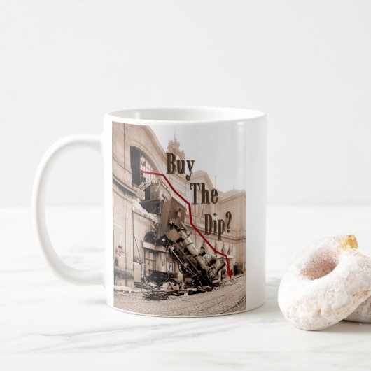 Koop de Dip Stock Market Humor Koffiemok (Met donut)