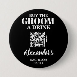 Koop de Groom A Drink Bachelor Party QR Code Ronde Button 7,6 Cm