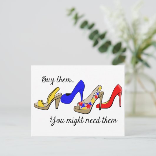 Koop de schoenen briefkaart (Staand voorkant)