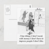 Koop dingen, dame die winkelt in de stad briefkaart (Voorkant / Achterkant)