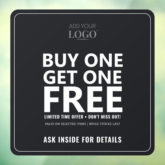 Koop Eén Gratis Eén | Zakelijke Logo Sales Promo Raamsticker (Vel 3)