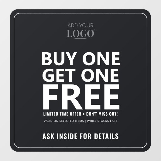 Koop Eén Gratis Eén | Zakelijke Logo Sales Promo Raamsticker (Vel)