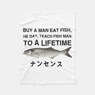 Koop een man eet vis hij dag leer vis man naar een fleece deken