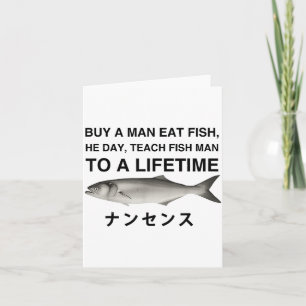 Koop een man eet vis hij dag leer vis man tot een  kaart